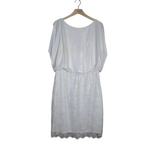 Sangria Women's 14 Blouson Pearl Gold Lined Lace Shirt Dress NEW